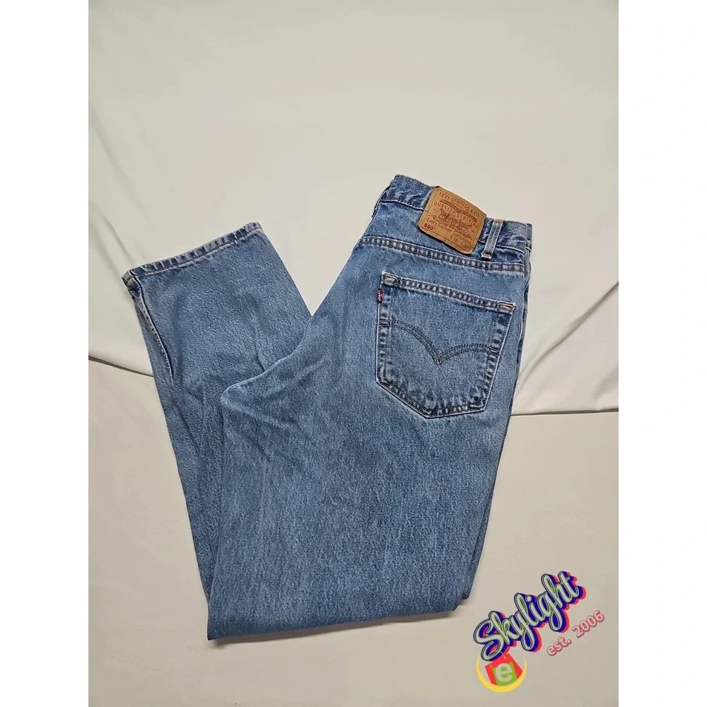 Levi's 550 Mens Blue Relaxed Tapered Vintage Denim Jeans Fading Stained Sz 36x30